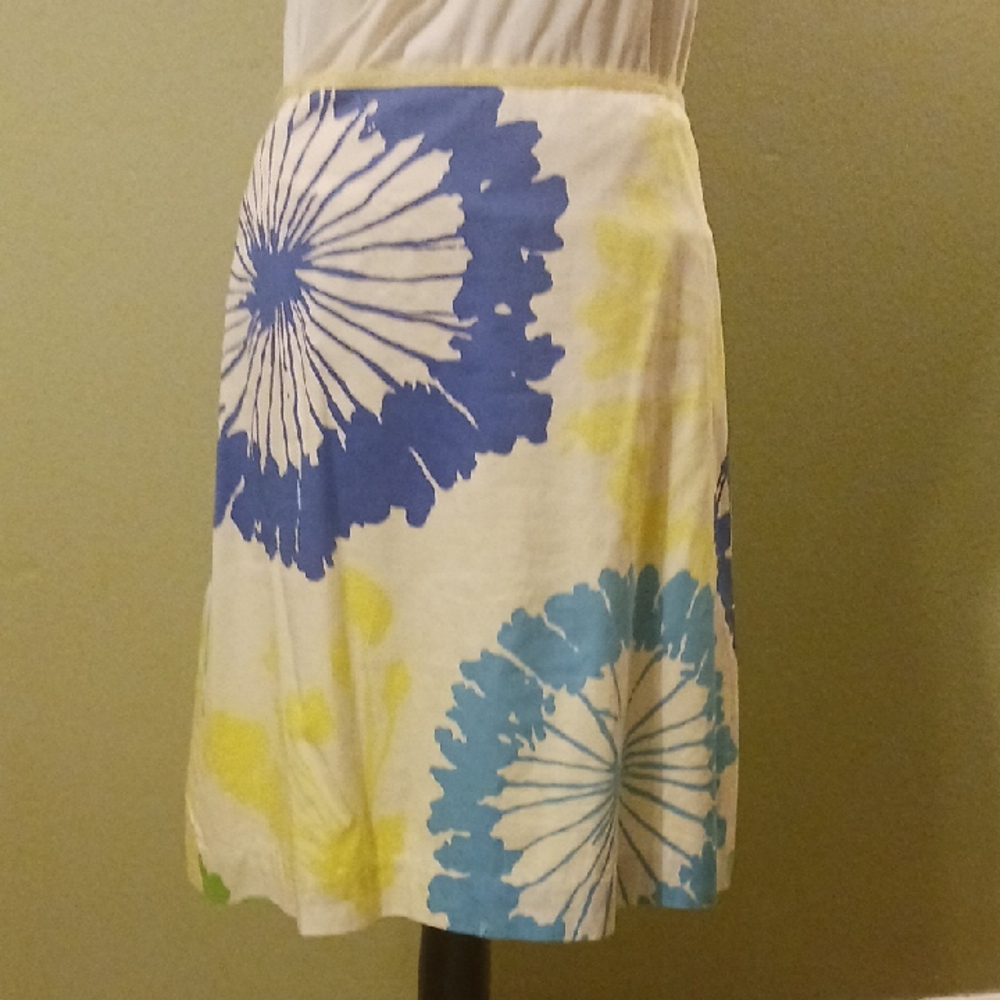 Lilly Pulitzer A-Line Skirt in Blue and Yellow Floral